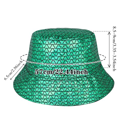 Image of Unisex Metallic Bucket Hat Waterproof Holographic Bucket Hat Fishing Hat Trendy Hip Pop Sun Cap