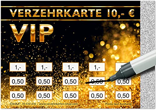 250 Verzehrkarten mit Kopierschutz durch Hologrammstreifen, DIN A7, Gesamtwert 10 Euro pro Karte, für Vereine, Gastronomie, etc., bargeldloses Bezahlen