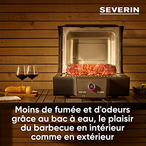SEVERIN Barbecue de table SEVO GT 3 0° à 500°C en 10 min bac à eau réducteur de fumée et d'odeurs couvercle PG8106 - vue 4