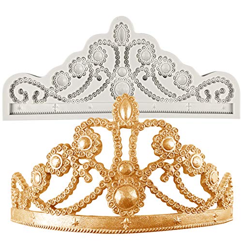 BUSOHA Crown Cake Fondant Molds - Large Sugarcraft Crown Baroque Style Princess Candy Silicone Mold for for Cake TopperChocolate Pastry Jewelry Clay Wedding Cake Decoration