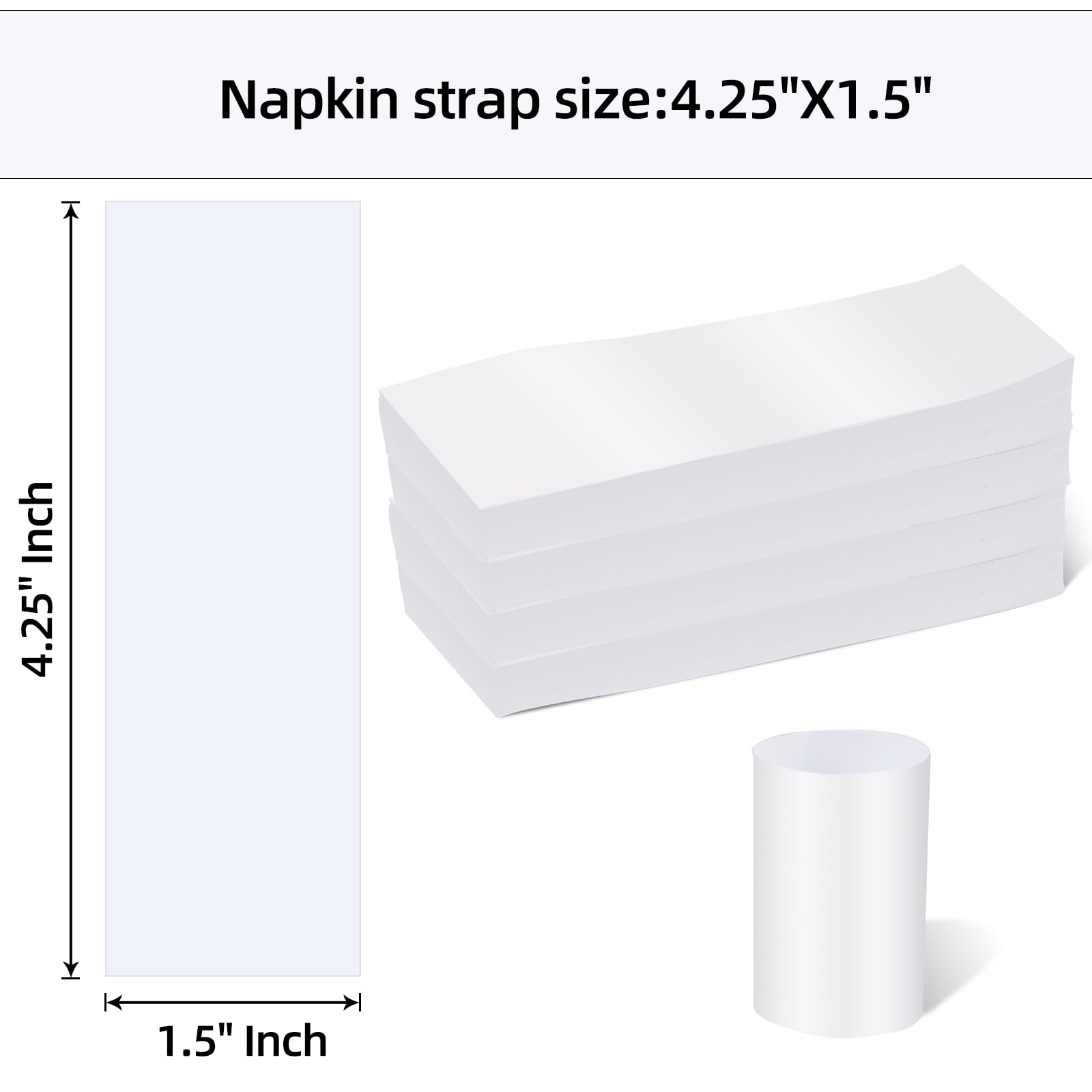 Germiwipe GENB2500WH - Servilleteros autoadhesivos, servilleteros de papel impreso, envolturas de cubiertos blancos, 1.5 x 4.25 pulgadas (paquete de 2.500)