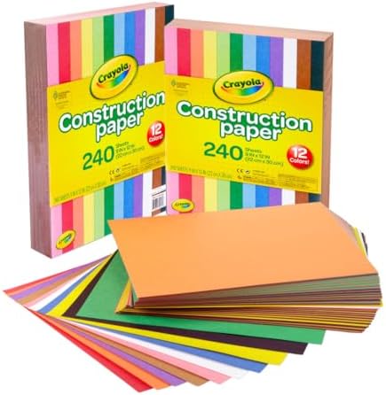 Crayola Construction Paper Bulk Pack (480 Sheets) – 10 Assorted Colors, 9x12, Teacher School Supplies & Classroom Must Haves, Card Making Craft Supplies, Art Paper
