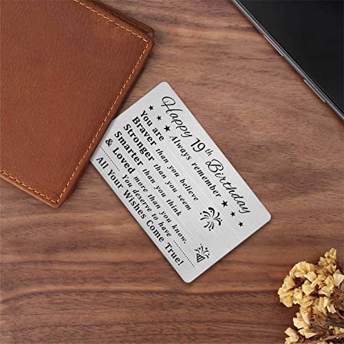 Degasken Happy 19Th Birthday Card, 19 Year Old Birthday Gifts For Men Women Girls Boys Teens, Permanent Engraved Steel Wallet Card #TOP3