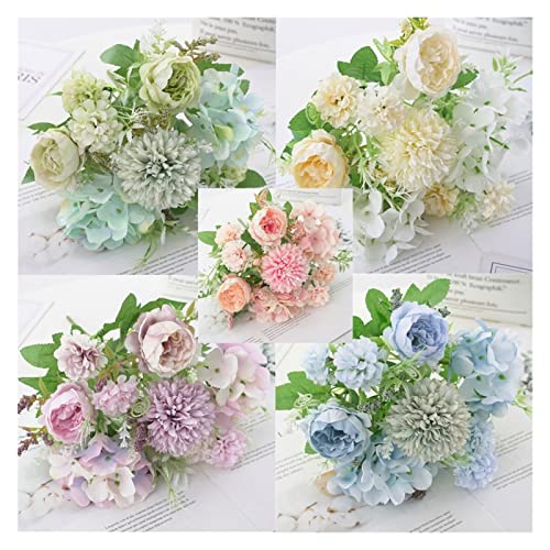 XMYINGWEI Kunstbloemen Zijde Nep Boeket Kunstbloemen Bruiloft Woondecoratie Nep Bloemen Faux Home Groen voor Indoor… - Image 3