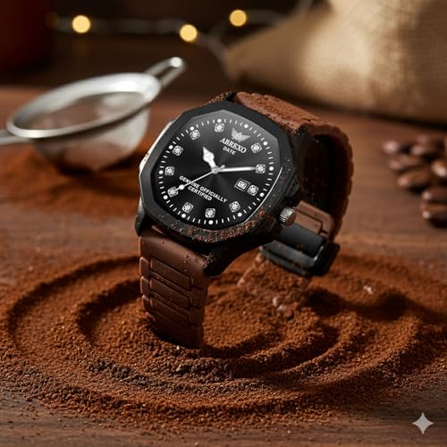 Image of Abx7200 Black Dial NewArrival Arabic Style Brown Silicone Magnet Strap Date Working Quartz Watch for Boys-