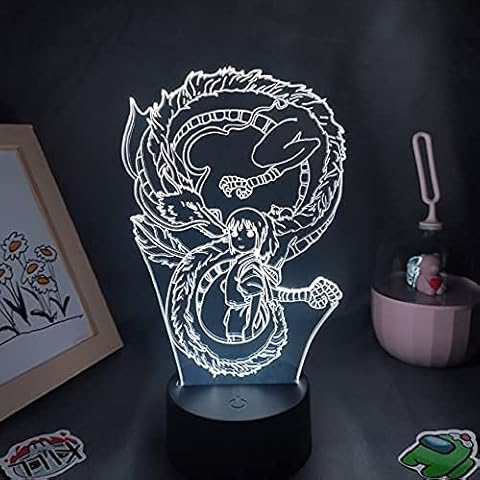 Anime Spirited Away Weißer Drache RGB LED Neon Nachtlichter Coole Geschenke Cover
