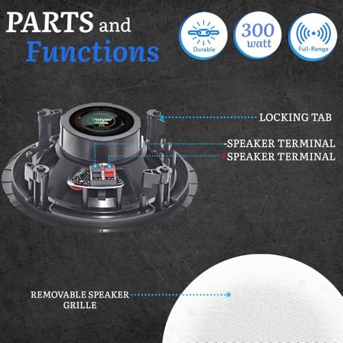 Image of Technical Pro Home Theater Sound System Kit - 6 Channel 6000 Watts Bluetooth Amplifier, 8 Qty of 8 inch Frameless Ceiling Speakers 300 W Each, 500 ft Speaker Wire & Remote Ideal for Home, Office