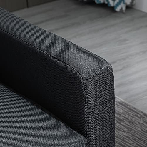 HOMCOM Ecksofa, 3 Sitzer Sofa und Kissen, Eckcouch, L-Form Couch für Wohnzimmer, Schlafzimmer 197 x 139 x 91 cm, Leinen, Dunkelgrau