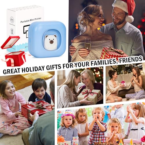 QYCHHJ Impressora de adesivos sem tinta, mini impressora térmica com 6 rolos de papel térmico e cane