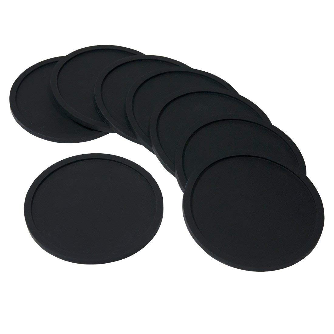 Drink Coasters for Tabletop Protection,Black Coasters for Bar and Home (black, 8 pcs)