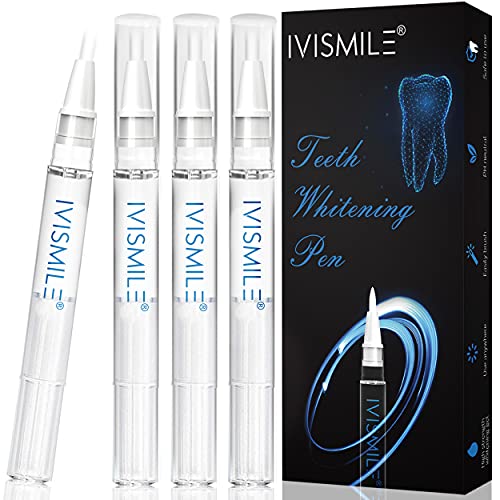 Teeth Whitening Pen,12% PAP IVISMILE Teeth Whitening Gel for Painless & No Sensitivity Teeth Whitening,Travel-Friendly Natural Mint-Flavored Teeth Whitener Brightens Teeth in 60sec(4 Pcs For 40+ Uses)