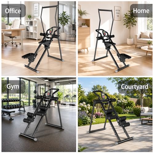 Image of Stair Stepper Ab Machine for Home Gym, Multi-functional Full-Body Workout Equipment, Compact Folding Stair Climber with Oversized Pedal, 90% Pre-Assembled Stairmaster