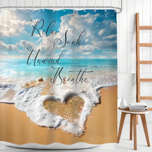 Rideau de douche bord de mer finition soignee textile ocean 198cm