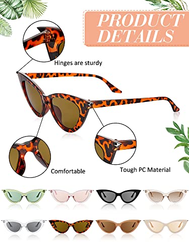 Leinuosen 8 Pairs Retro Cat Eye Sunglass Vintage Sunglass Colorful Women Glass for Party3