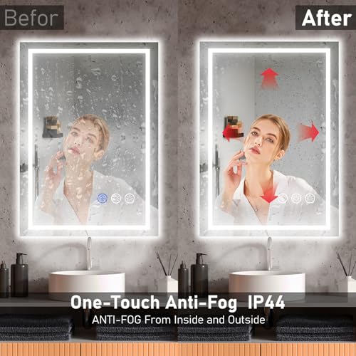 Ratsamee Badspiegel mit Beleuchtung LED, 50x70cm Spiegel mit Light, Wandspiegel mit Frontbeleuchtung, Antibeschlagfunktion, Dimmbar, mit 3 Einstellbaren Lichtfarben 5