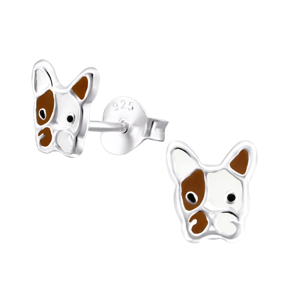 Orecchino A Bottone - Bulldog Francese (L+R)*argento AG 925*KLS