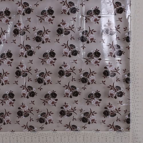 Image of Heart Home Rose Design Waterproof Dining Table Cover|Tabletop for Home Decoration with Cream Lace Border, 60X90 inch (Cream)