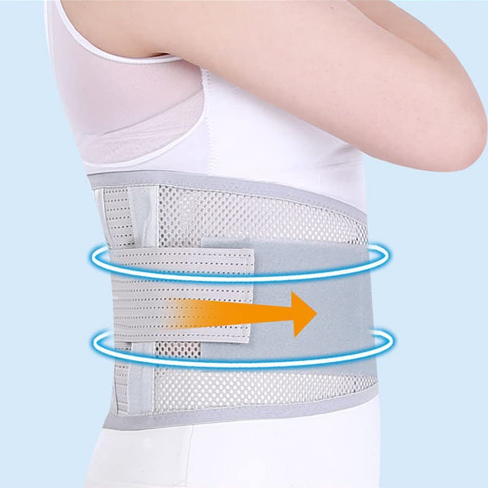 Cinture di Sostegno Lombare, Rete Traspirante con Stecche Regolabili for Lavoro Estivo for Sciatica scoliosi(Light Grey,L/Large)