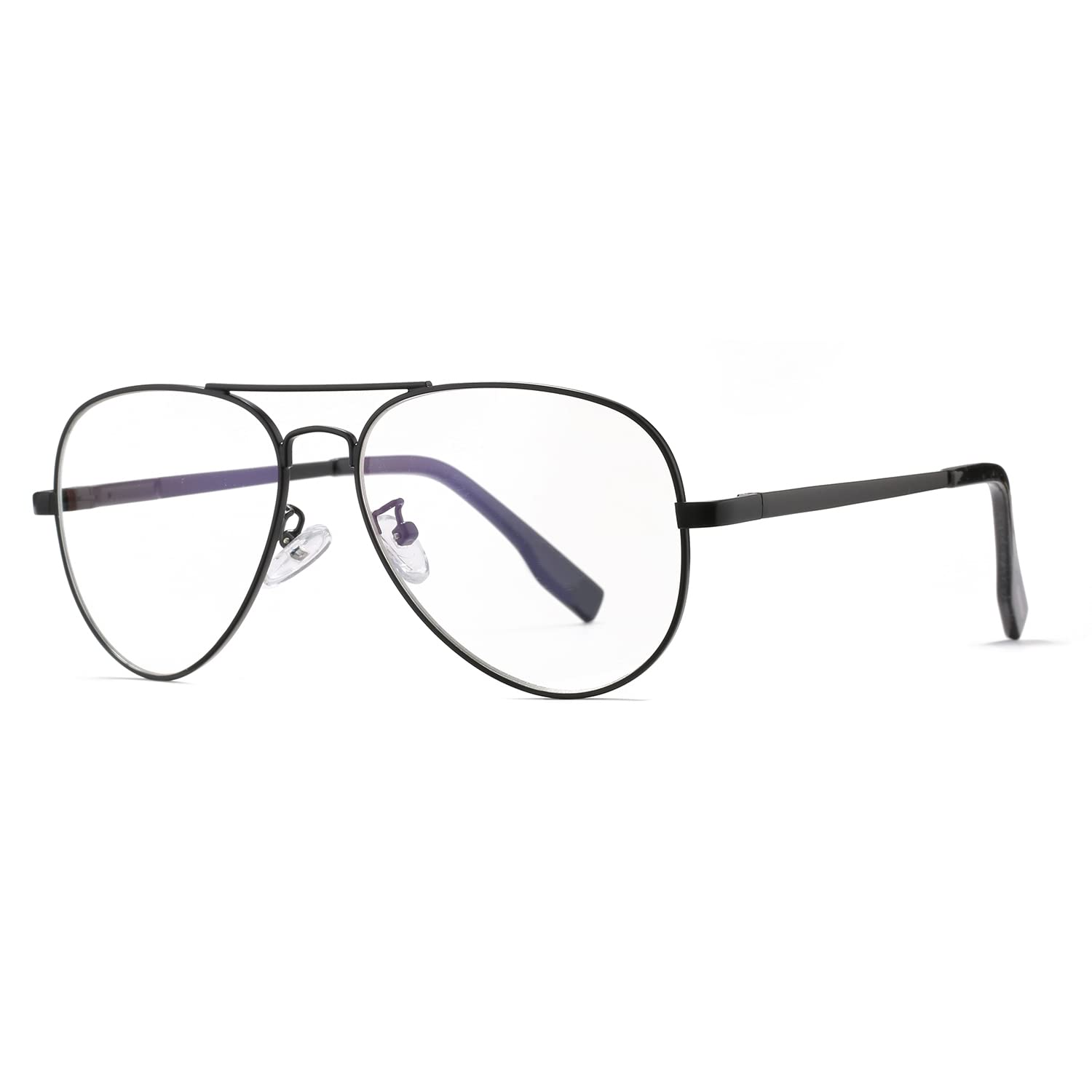 HJSTES Clear Lens Aviator Glasses Blue Light for Women Men Classic Pilot Frame Non-prescription Eyeglasses