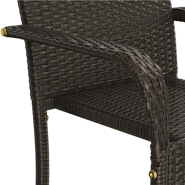 Yaheetech Sillas Jardín Exterior con Reposabrazos y Respaldo, Sillas Terraza Exterior Sillas de Balcón con Patas Ajustables para Jardín Balcón Terraza (3, Marrón)