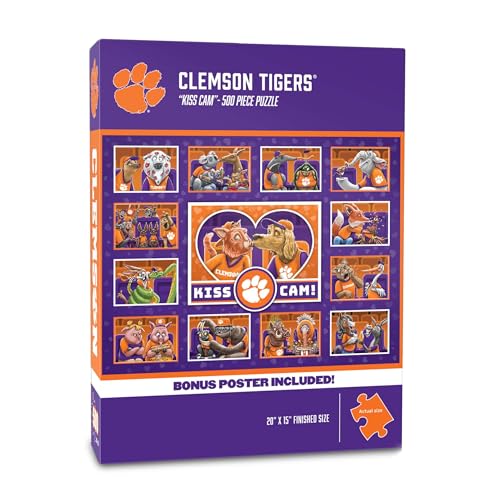 Image of YouTheFan NCAA Clemson Tigers inchKiss Cam inch 500 Puzzle | 500 Pieces, 15 inch X 20 inch Size, Original Artwork, Humorous Illustrations, Officially Licensed, Fun Fan Gift