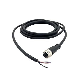 M12 4-Pin A-Coded Female Straight Cable,1M/3.28FT Single-End Molded Cordset,IP67 Waterproof Industrial Sensor Cable for Automation,Proximity Switches,PLC Systems 22AWG 0.34mm2