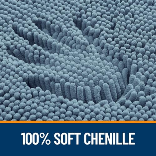 Image of OLANLY Bathroom Rugs Sets 2 Piece, Soft Absorbent Chenille Bath Mats Area Rug Set, Non-Slip, Quick Dry, Machine Washable Bath Mats for Bathroom, Home Decor Accessories (30 inchx20 inch+24 inchx16 inch, Airy Blue)