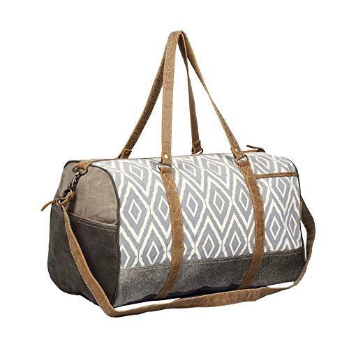 Myra Bag Artist's Impression Upcycled Canvas & Leather Traveller Duffel Bag S-13342