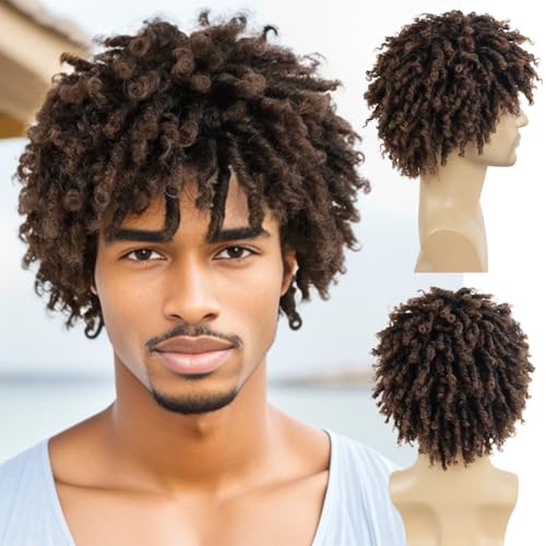 GNIMEGIL Ombre Brown Dreadlock Wig Male Short...