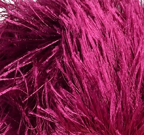 Image of Eyelash Fun Fur Yarn Premium 100% Polyester 164 Yds (150 Mt), 3.53 Oz (100 Gr) Colorful Crochet Yarn Dıy Hand Knitting. (Fuschia, 1 Skein)
