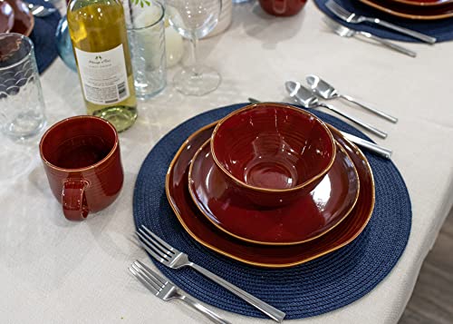 Elanze-Designs-Reactive-Glaze-Farmhouse-Rustic-Boho-Ceramic-Stoneware-Dinnerware-16-Piece-Plate-Bowl-Mug-Dish-Set-Service-for-4-Burnt-Auburn-Red