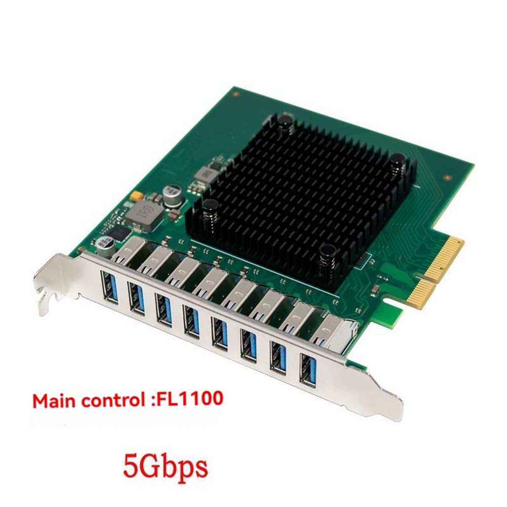 FL1100 PCIe X4 8-portowa karta rozszerzeń USB 3.2 Gen1 typ A adapter USB 3.0 5 Gb/s HUB obsługuje sprzętowy LPM
