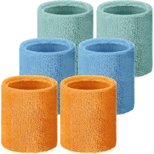 Image of Willbond Wrist Sweatbands, Sports Sweatbands for Competition, Sweat Absorbent, for Basketball, Tennis, Football, Running and Work (Pack of 6)