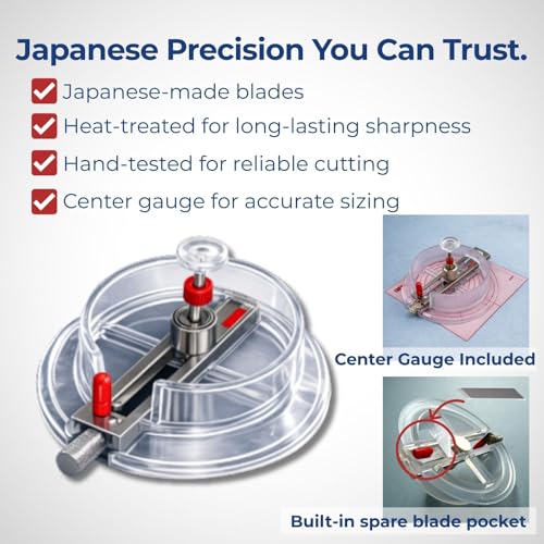 NT Cutter iC-1500P Circle Cutter (Compass Cutter) Set with Center Gauge, Adjustable Circle Paper Cutter for Crafts,Blades (BDA-200P) + Cutting Mat, Made in Japan by Someie - Image 6