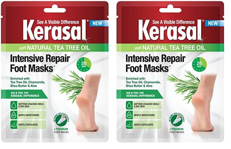 KerasalIntensive Repair Foot Mask Foot Mask for Cracked Heels and Dry Feet, Single (Pair), 1 Count (Pack of 2)