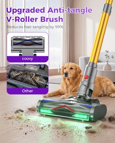 Image of Coovy SU7 Ultra Cordless Vacuum Cleaner, 55KPa /650W 80Mins Runtime Powerful Suction Stick Vaccum for Whole-House Cleaning, Self-Standing Anti-Tangle Vac for Hard Floors Carpet Pet Hair