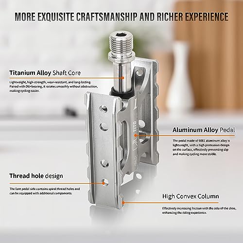 Tito Mini Size Bicycle Pedals With Aluminium Alloy Bicycle Foot Pedals And Titanium Axle For Mtb And Road Bike (Silver) #TOP4