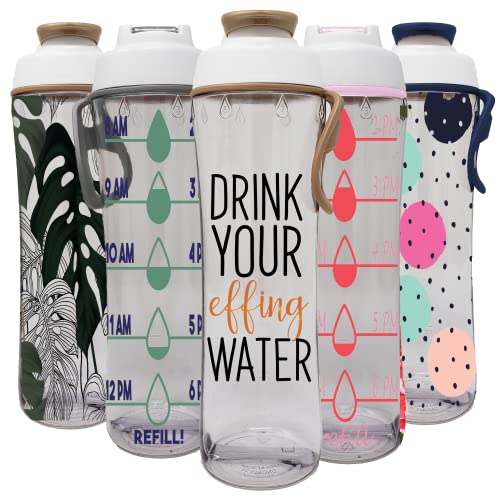Reusable Water Bottles with Times to Drink | BPA-Free Leakproof Bottle with Motivational Time Marker, Chug Cap & Easy Carry Handle | Perfect for Fitness, Weight Loss, & Health Challenges - Made in USA
