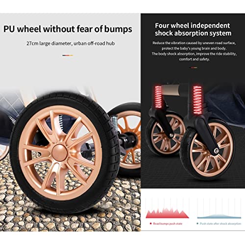 TXTC Luxe kinderwagen, slaap- en zitmodus 3 in 1 kinderwagen peuter wiegwagen met stoelcombinatie, verstelbare… - Afbeelding 6