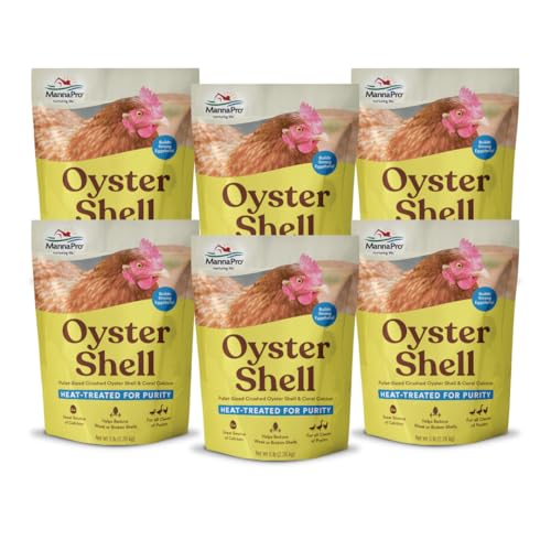 Manna Pro Crushed Oyster Shell for Laying Hens High-Calcium Supplement to Support Strong Eggshells and Healthy Laying Chickens Poultry Oyster Shell 6-Pack of 5 lb Bags