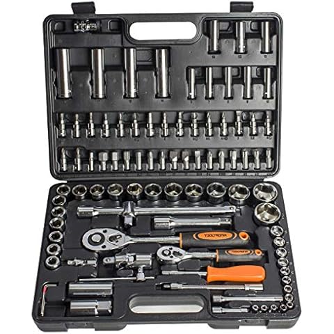 ToolTronix 94pcs Ratchet Socket Set 1/2 1/4” DR Screwdriver Bits Hand Tools Kit Cover