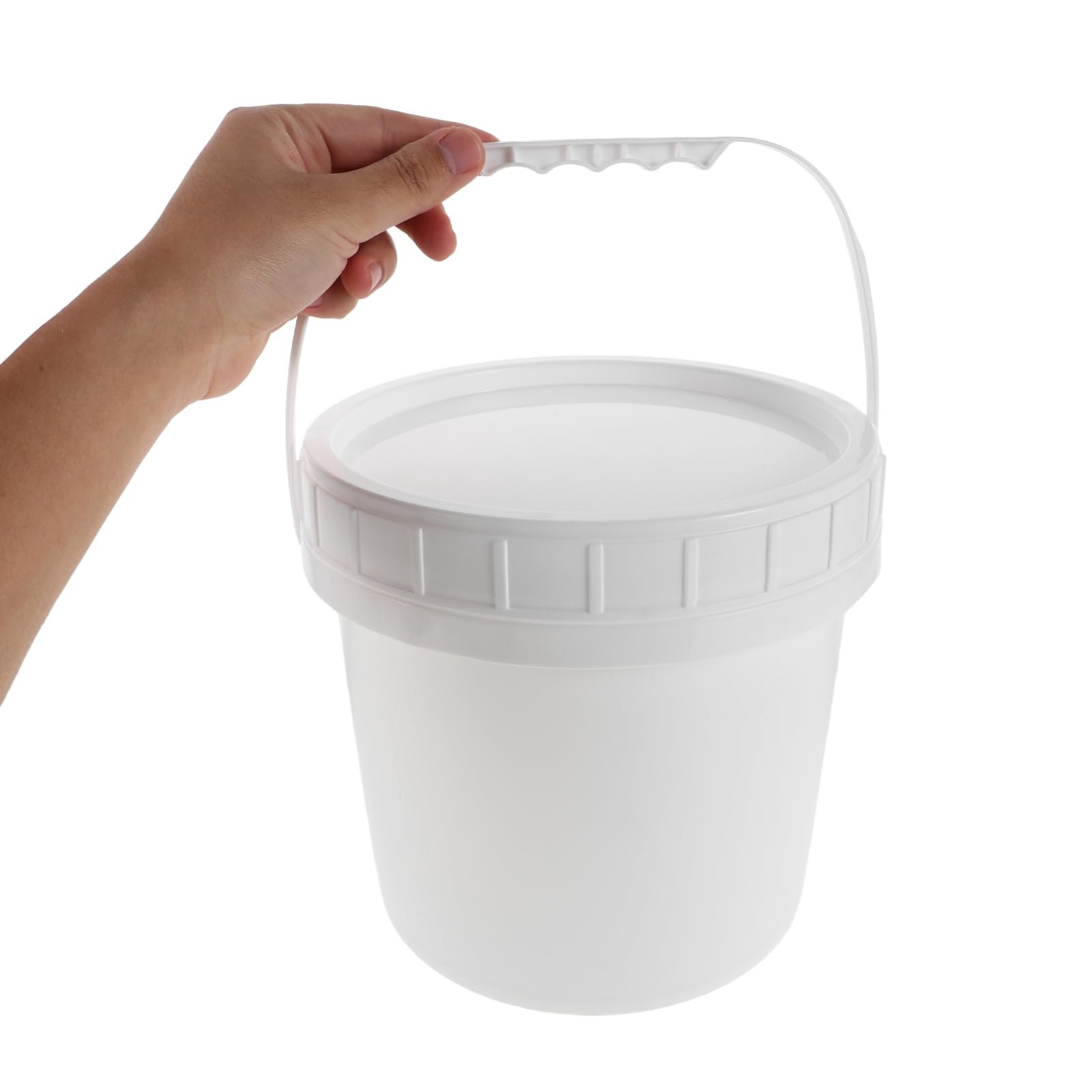 Alipis Cubo de Plástico Blanco de 5l con Tapa Hermética y Asa Reforzada para Almacenamiento de Ingredientes y Salsas en Cocinas Domésticas