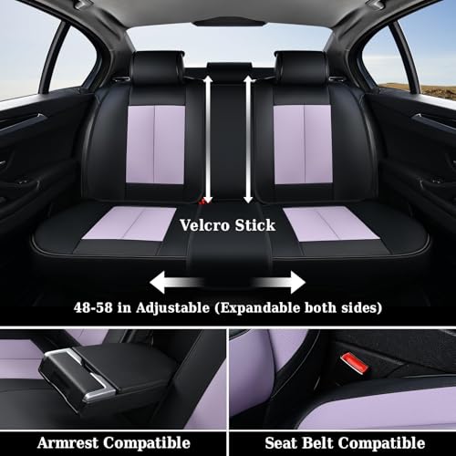 Image of Coverado Universal Seat Covers Full Set, 5 Seats Universal Seat Covers for Cars, Waterproof Nappa Leather Car Seat Covers with Head Pillow, Auto Protectors Fit for Most SUV Pick-up Truck-Black&Purple