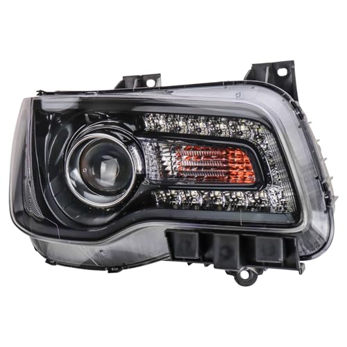 Image of TRQ Passenger Side Headlight Assembly Halogen Black Bezel Compatible with 2015-2017 Chrysler 300 C CH2502268 CH2503269