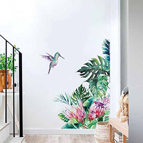 Vinilo Decorativo Hoja Tropical con Pájaro en Rollo miniatura 5