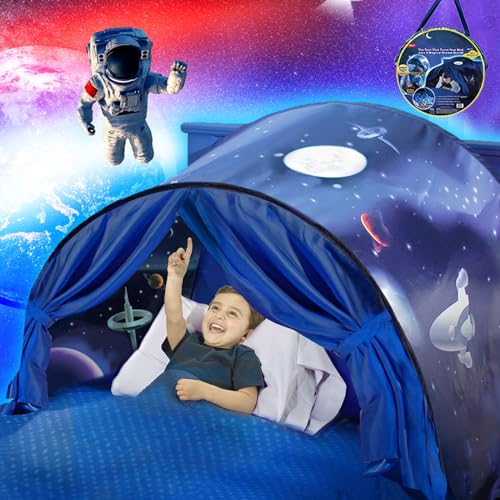 Dream Bed Tents for Boys Girls Kids Pop up Foldable Tent Children Playrooms Party Game Bedroom Playhouse Sleep Fun Birthday Gift(Space)