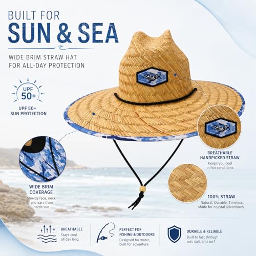 Image of Palmyth Straw Hat for Men & Women Sun Hats, Beach Hat, Fishing Hat Wide Brim UPF 50+ Sun Protection