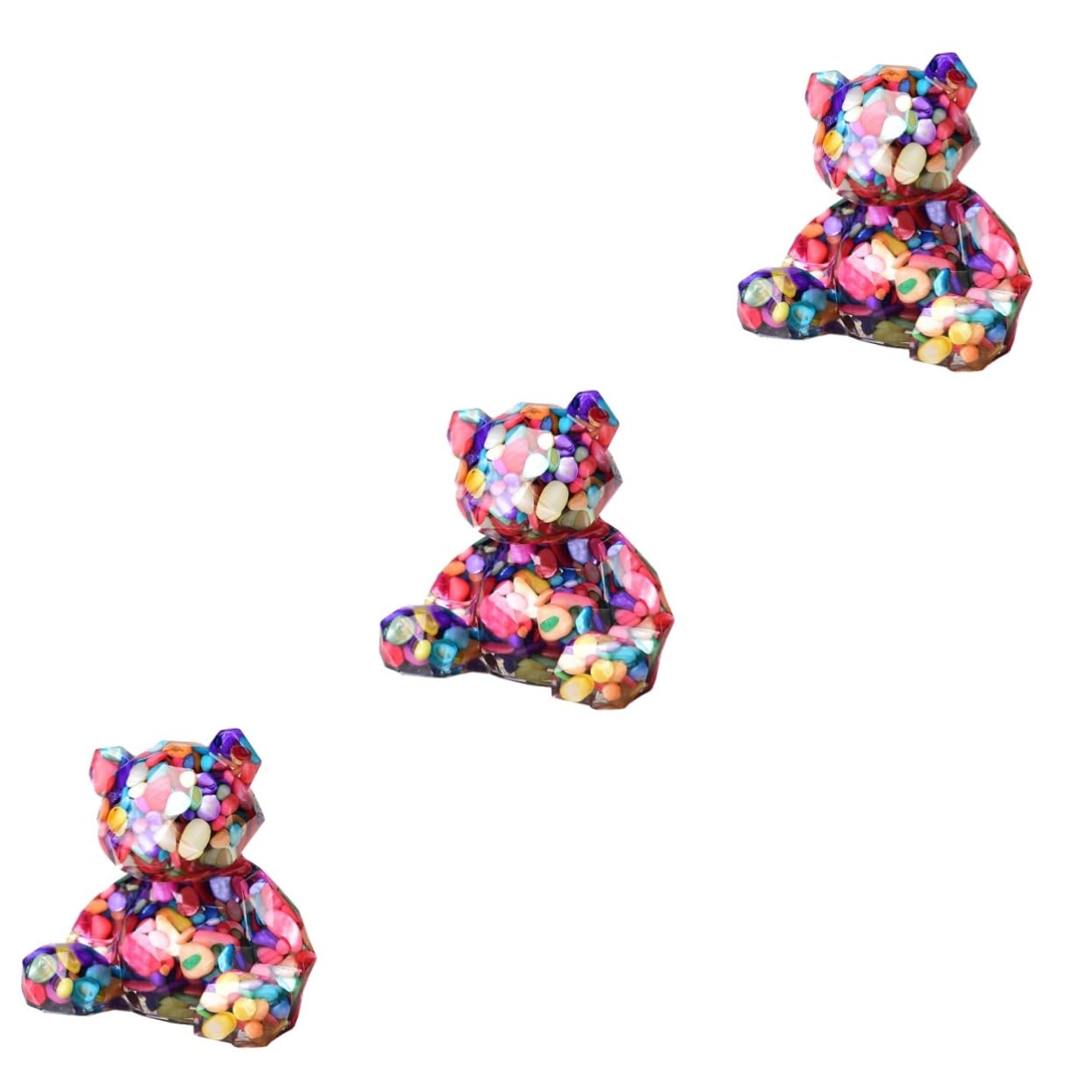 Alipis 3 Piezas Adorno de Oso de Cristal Piscina Medusa Home Decor decoração casa Adorno de Animales de Cristal decoración Artesanal de Grava de Cristal Grava de Cristal Natural Colorful