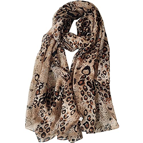 woogwin Women's Cotton Scarves Lady Light Soft Fashion Solid Scarf Wrap Shawl(Dark Leopard) - image 1