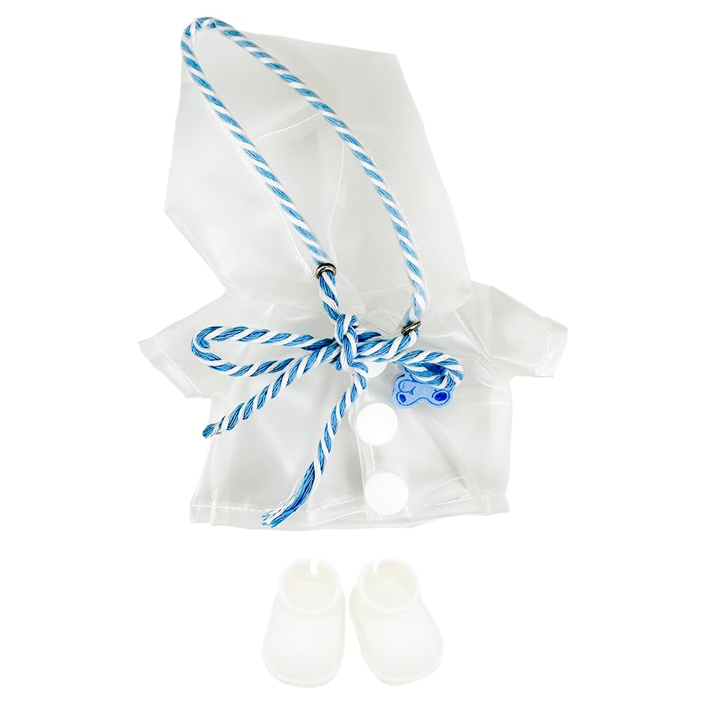 niannyyhouse Doll Clothes Accessories Set, Raincoat and Shoes for 15-17cm Dolls, Dress Up Collection (Blue+White)